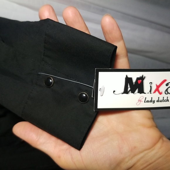 NWT - Sz L "Lady Dutch" Black Pleated Tie front top - Picture 6 of 8